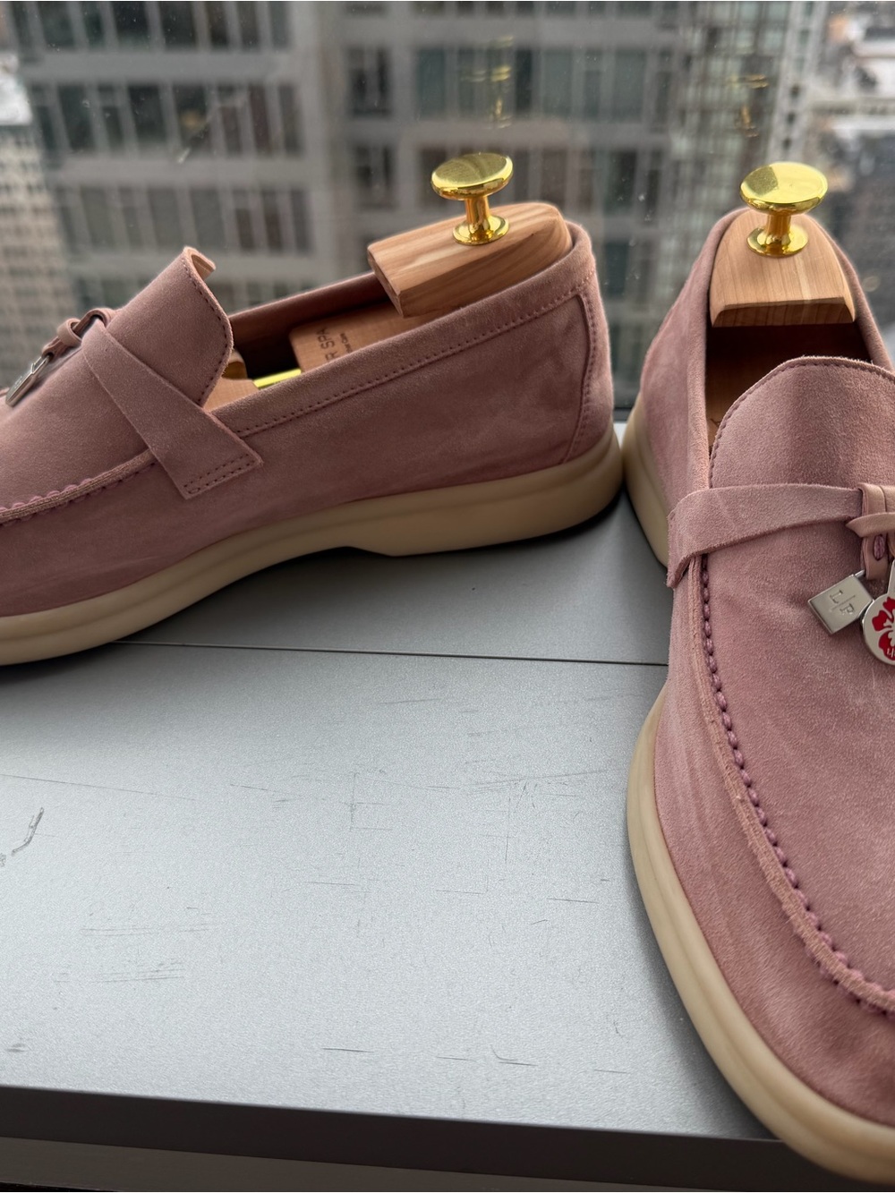 Loro Piana Pink Suede Cherry Blossom Summer Charm Walk Loafers - Picture 2 of 4